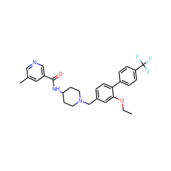 CCOc1cc(CN2CCC(NC(=O)c3cncc(C)c3)CC2)ccc1-c1ccc(C(F)(F)F)cc1 ZINC000058511863