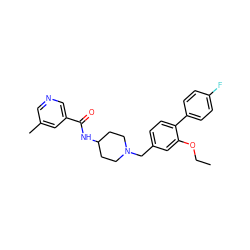 CCOc1cc(CN2CCC(NC(=O)c3cncc(C)c3)CC2)ccc1-c1ccc(F)cc1 ZINC000058506246