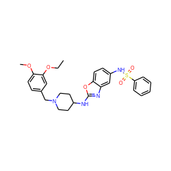 CCOc1cc(CN2CCC(Nc3nc4cc(NS(=O)(=O)c5ccccc5)ccc4o3)CC2)ccc1OC ZINC000049803133