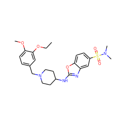 CCOc1cc(CN2CCC(Nc3nc4cc(S(=O)(=O)N(C)C)ccc4o3)CC2)ccc1OC ZINC000049014152