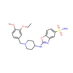 CCOc1cc(CN2CCC(Nc3nc4cc(S(N)(=O)=O)ccc4o3)CC2)ccc1OC ZINC000028827120