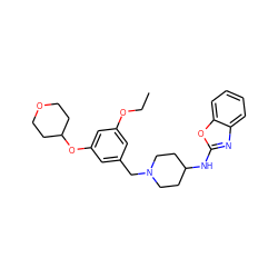 CCOc1cc(CN2CCC(Nc3nc4ccccc4o3)CC2)cc(OC2CCOCC2)c1 ZINC000036475535