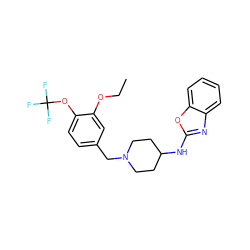 CCOc1cc(CN2CCC(Nc3nc4ccccc4o3)CC2)ccc1OC(F)(F)F ZINC000028827119