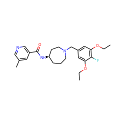 CCOc1cc(CN2CCC[C@@H](NC(=O)c3cncc(C)c3)CC2)cc(OCC)c1F ZINC000058487266