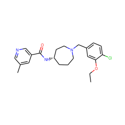 CCOc1cc(CN2CCC[C@H](NC(=O)c3cncc(C)c3)CC2)ccc1Cl ZINC000058487550