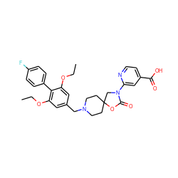 CCOc1cc(CN2CCC3(CC2)CN(c2cc(C(=O)O)ccn2)C(=O)O3)cc(OCC)c1-c1ccc(F)cc1 ZINC000169702640