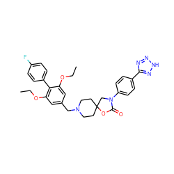 CCOc1cc(CN2CCC3(CC2)CN(c2ccc(-c4nn[nH]n4)cc2)C(=O)O3)cc(OCC)c1-c1ccc(F)cc1 ZINC000114366399