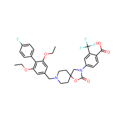 CCOc1cc(CN2CCC3(CC2)CN(c2ccc(C(=O)O)c(C(F)(F)F)c2)C(=O)O3)cc(OCC)c1-c1ccc(F)cc1 ZINC000144534016