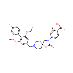 CCOc1cc(CN2CCC3(CC2)CN(c2ccc(C(=O)O)c(C)c2)C(=O)O3)cc(OCC)c1-c1ccc(F)cc1 ZINC000114358189