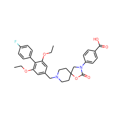 CCOc1cc(CN2CCC3(CC2)CN(c2ccc(C(=O)O)cc2)C(=O)O3)cc(OCC)c1-c1ccc(F)cc1 ZINC000114355672