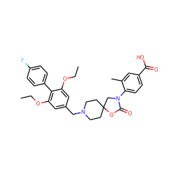 CCOc1cc(CN2CCC3(CC2)CN(c2ccc(C(=O)O)cc2C)C(=O)O3)cc(OCC)c1-c1ccc(F)cc1 ZINC000149802460