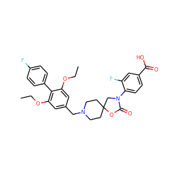 CCOc1cc(CN2CCC3(CC2)CN(c2ccc(C(=O)O)cc2F)C(=O)O3)cc(OCC)c1-c1ccc(F)cc1 ZINC000144620716