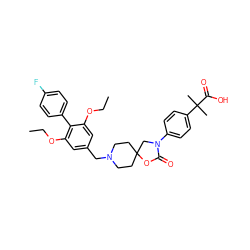 CCOc1cc(CN2CCC3(CC2)CN(c2ccc(C(C)(C)C(=O)O)cc2)C(=O)O3)cc(OCC)c1-c1ccc(F)cc1 ZINC000169702636