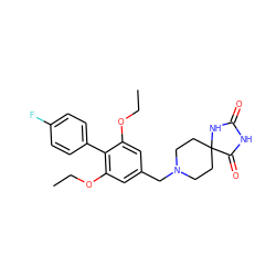 CCOc1cc(CN2CCC3(CC2)NC(=O)NC3=O)cc(OCC)c1-c1ccc(F)cc1 ZINC000118864373