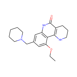 CCOc1cc(CN2CCCCC2)cc2[nH]c(=O)c3c(c12)NCCC3 ZINC000118734545