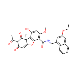 CCOc1cc(CNC(=O)c2c(OC)cc(O)c3c2OC2=CC(=O)C(C(C)=O)C(=O)[C@]23C)c2ccccc2c1 ZINC000101468112