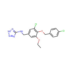 CCOc1cc(CNc2nn[nH]n2)cc(Cl)c1OCc1ccc(Cl)cc1 ZINC000004943039