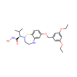 CCOc1cc(COc2ccc3c(c2)NCCN([C@@H](C(=O)NO)C(C)C)S3)cc(OCC)c1 ZINC001772615549