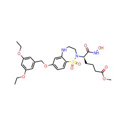 CCOc1cc(COc2ccc3c(c2)NCCN([C@H](CCCC(=O)OC)C(=O)NO)S3(=O)=O)cc(OCC)c1 ZINC000029486119