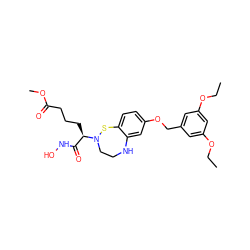 CCOc1cc(COc2ccc3c(c2)NCCN([C@H](CCCC(=O)OC)C(=O)NO)S3)cc(OCC)c1 ZINC001772584250