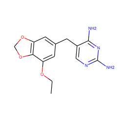 CCOc1cc(Cc2cnc(N)nc2N)cc2c1OCO2 ZINC000029568793