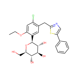 CCOc1cc(Cl)c(Cc2ncc(-c3ccccc3)s2)cc1[C@@H]1O[C@H](CO)[C@@H](O)[C@H](O)[C@H]1O ZINC000071281105