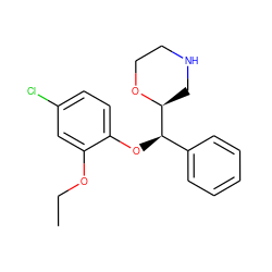 CCOc1cc(Cl)ccc1O[C@H](c1ccccc1)[C@@H]1CNCCO1 ZINC000029048940