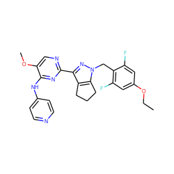 CCOc1cc(F)c(Cn2nc(-c3ncc(OC)c(Nc4ccncc4)n3)c3c2CCC3)c(F)c1 ZINC000169341682