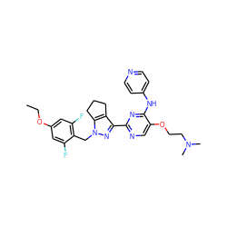 CCOc1cc(F)c(Cn2nc(-c3ncc(OCCN(C)C)c(Nc4ccncc4)n3)c3c2CCC3)c(F)c1 ZINC000169341683