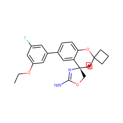 CCOc1cc(F)cc(-c2ccc3c(c2)[C@]2(COC(N)=N2)C2(COC2)C2(CCC2)O3)c1 ZINC000149414329