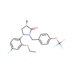 CCOc1cc(F)ccc1[C@@H]1C[C@H](F)C(=O)N1Cc1ccc(OC(F)(F)F)cc1 ZINC000167599603