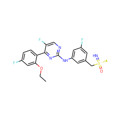 CCOc1cc(F)ccc1-c1nc(Nc2cc(F)cc(C[S@@](C)(=N)=O)c2)ncc1F ZINC000206899604