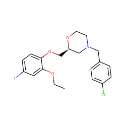 CCOc1cc(I)ccc1OC[C@@H]1CN(Cc2ccc(Cl)cc2)CCO1 ZINC000013579654