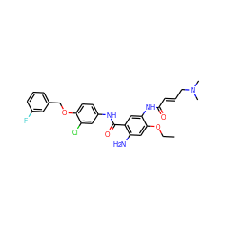 CCOc1cc(N)c(C(=O)Nc2ccc(OCc3cccc(F)c3)c(Cl)c2)cc1NC(=O)/C=C/CN(C)C ZINC000096928308