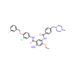 CCOc1cc(N)c(C(=O)Nc2ccc(OCc3cccc(F)c3)c(Cl)c2)cc1NC(=O)c1ccc(CN2CCN(C)CC2)cc1 ZINC000096928310