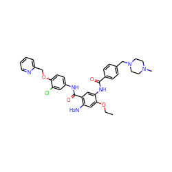 CCOc1cc(N)c(C(=O)Nc2ccc(OCc3ccccn3)c(Cl)c2)cc1NC(=O)c1ccc(CN2CCN(C)CC2)cc1 ZINC000096928306