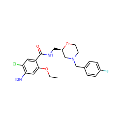 CCOc1cc(N)c(Cl)cc1C(=O)NC[C@@H]1CN(Cc2ccc(F)cc2)CCO1 ZINC000020621755