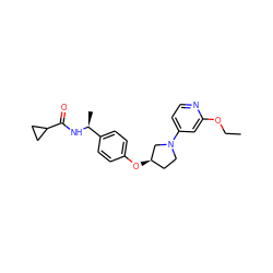 CCOc1cc(N2CC[C@@H](Oc3ccc([C@H](C)NC(=O)C4CC4)cc3)C2)ccn1 ZINC000169709806