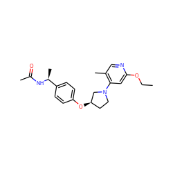 CCOc1cc(N2CC[C@@H](Oc3ccc([C@H](C)NC(C)=O)cc3)C2)c(C)cn1 ZINC000169709199