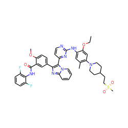 CCOc1cc(N2CCC(CCS(C)(=O)=O)CC2)c(C)cc1Nc1nccc(-c2c(-c3ccc(OC)c(C(=O)Nc4c(F)cccc4F)c3)nc3ccccn23)n1 ZINC000165081548