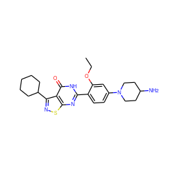 CCOc1cc(N2CCC(N)CC2)ccc1-c1nc2snc(C3CCCCC3)c2c(=O)[nH]1 ZINC000084617334