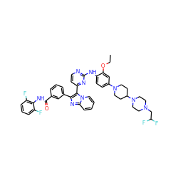 CCOc1cc(N2CCC(N3CCN(CC(F)F)CC3)CC2)ccc1Nc1nccc(-c2c(-c3cccc(C(=O)Nc4c(F)cccc4F)c3)nc3ccccn23)n1 ZINC000165095072