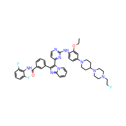 CCOc1cc(N2CCC(N3CCN(CCF)CC3)CC2)ccc1Nc1nccc(-c2c(-c3cccc(C(=O)Nc4c(F)cccc4F)c3)nc3ccccn23)n1 ZINC000165076994