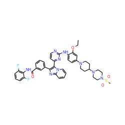 CCOc1cc(N2CCC(N3CCN(S(C)(=O)=O)CC3)CC2)ccc1Nc1nccc(-c2c(-c3cccc(C(=O)Nc4c(F)cccc4F)c3)nc3ccccn23)n1 ZINC000165106686