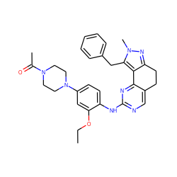 CCOc1cc(N2CCN(C(C)=O)CC2)ccc1Nc1ncc2c(n1)-c1c(nn(C)c1Cc1ccccc1)CC2 ZINC000169702144