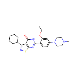 CCOc1cc(N2CCN(C)CC2)ccc1-c1nc2snc(C3CCCCC3)c2c(=O)[nH]1 ZINC000084617225