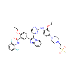 CCOc1cc(N2CCN(CCS(C)(=O)=O)CC2)ccc1Nc1nccc(-c2c(-c3ccc(OCC)c(C(=O)Nc4c(F)cccc4F)c3)nc3ccccn23)n1 ZINC000165078597