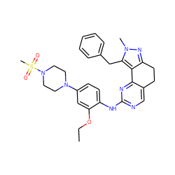 CCOc1cc(N2CCN(S(C)(=O)=O)CC2)ccc1Nc1ncc2c(n1)-c1c(nn(C)c1Cc1ccccc1)CC2 ZINC000169702499