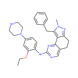 CCOc1cc(N2CCNCC2)ccc1Nc1ncc2c(n1)-c1c(nn(C)c1Cc1ccccc1)CC2 ZINC000169702485