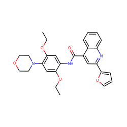 CCOc1cc(N2CCOCC2)c(OCC)cc1NC(=O)c1cc(-c2ccco2)nc2ccccc12 ZINC000004057935